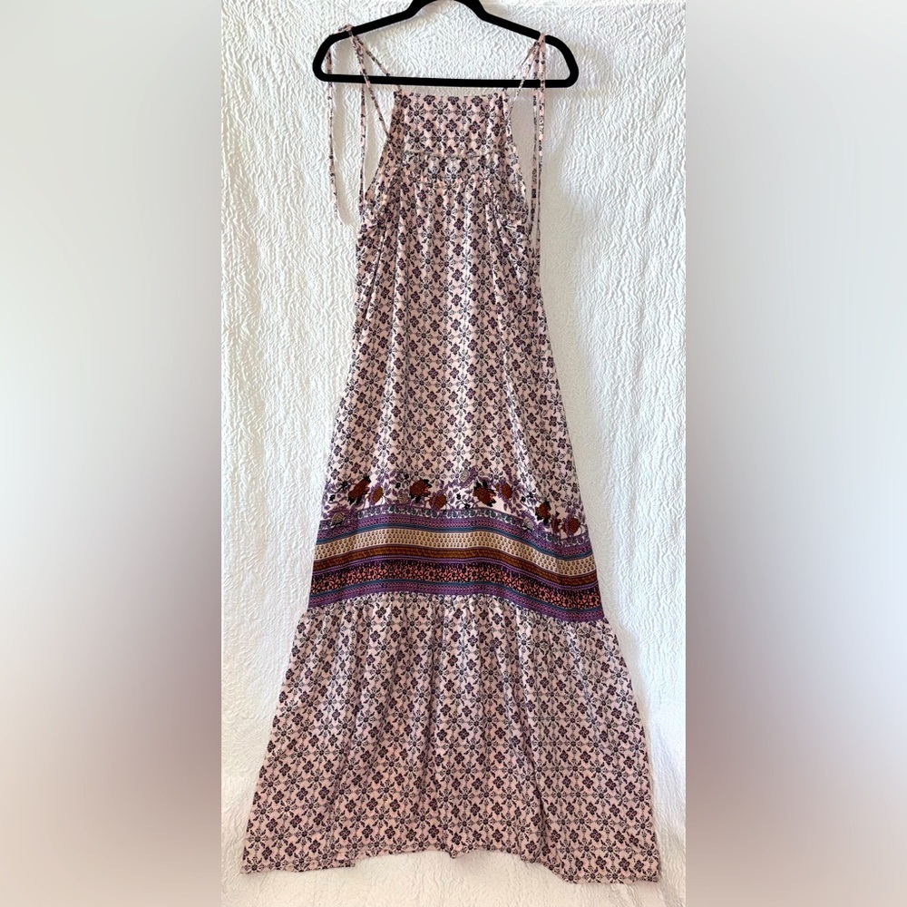 Living Doll Los Angeles Floral Halter Spaghetti Strap Maxi Dress - Picture 4 of 9